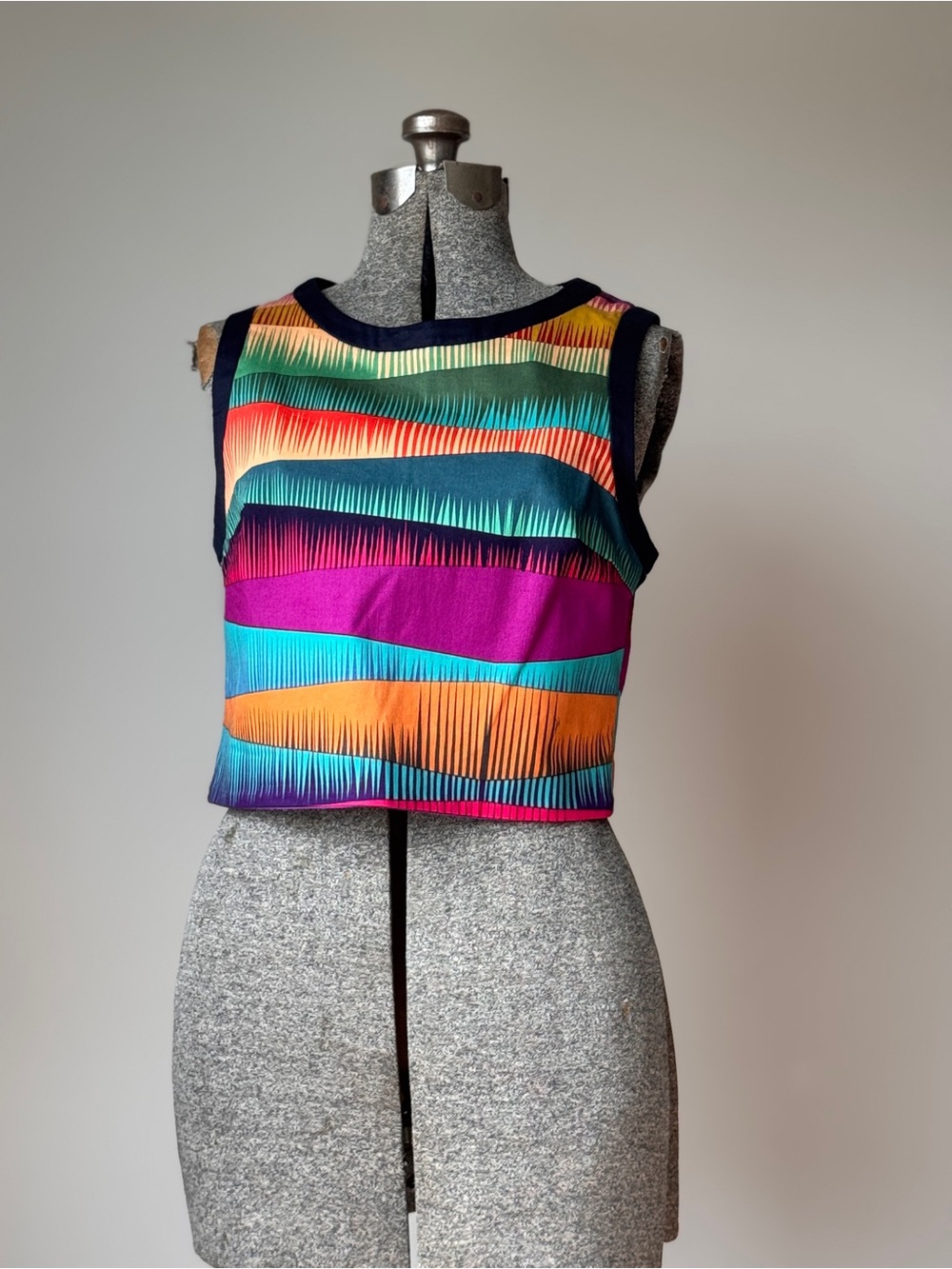 Trina Turk Multicolor Stripe Zipper Pleated Crop Top - Women's